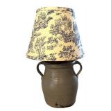 UL - Rowe Pottery Works Stoneware Table Lamp with Heart Design and Fabric Shade, 16 Inch