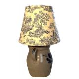 UL - Rowe Pottery Works Stoneware Table Lamp with Heart Design and Fabric Shade, 16 Inch