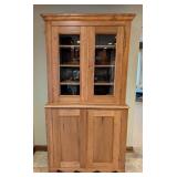 K - Solid Pine Display Hutch with Glass Doors and Storage Cabinet