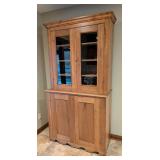K - Solid Pine Display Hutch with Glass Doors and Storage Cabinet