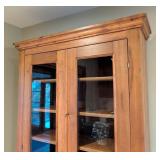 K - Solid Pine Display Hutch with Glass Doors and Storage Cabinet