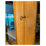 K - Solid Pine Display Hutch with Glass Doors and Storage Cabinet
