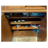 K - Solid Pine Display Hutch with Glass Doors and Storage Cabinet