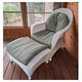 P - Wicker Armchair with Ottoman and Cushions