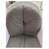 P - White Wicker Armchair with Cushion and Glass-Top Side Table