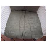 P - White Wicker Armchair with Cushion and Glass-Top Side Table