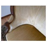 LR - Victorian Walnut Framed Velvet Upholstered Settee Sofa
