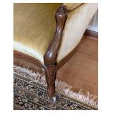 LR - Victorian Walnut Framed Velvet Upholstered Settee Sofa