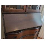 LR - Vintage Secretary Desk with Glass Hutch and Drawers
