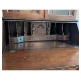 LR - Vintage Secretary Desk with Glass Hutch and Drawers