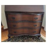 LR - Vintage Secretary Desk with Glass Hutch and Drawers