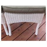 P - Set of 4 White Wicker Chairs with Green Cushions