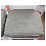 P - Set of 4 White Wicker Chairs with Green Cushions