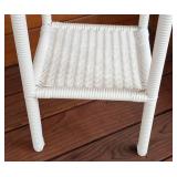 P - White Wicker Plant Stand with Lower Shelf