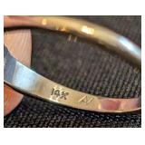 K - 14K White Gold Ring with Pink Gemstone, Size 6