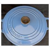 K - Le Creuset 22 Blue Enameled Cast Iron Dutch Oven