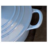 K - Le Creuset 22 Blue Enameled Cast Iron Dutch Oven