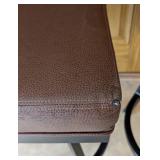 ML - Pair of Brown Swivel Bar Stools with Black Metal Base