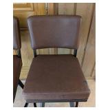 ML - Pair of Brown Swivel Bar Stools with Black Metal Base