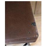 ML - Pair of Brown Swivel Bar Stools with Black Metal Base