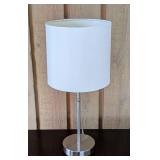 ML - Petite Table Lamp with White Shade and Brushed Metal Base