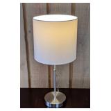 ML - Petite Table Lamp with White Shade and Brushed Metal Base