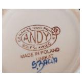 K - Polish Pottery Bee Motif Honey Jar with Dipper by Andy Boleslawiec