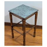 BR - Petite Side Table with Faux Marble Top and Wood Frame