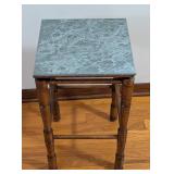 BR - Petite Side Table with Faux Marble Top and Wood Frame