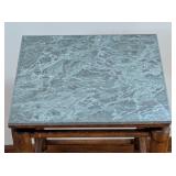 BR - Petite Side Table with Faux Marble Top and Wood Frame