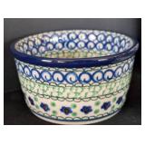 K - Assorted Polish Pottery Mug, Bowl, and Lidded Jar Collection