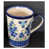 K - Assorted Polish Pottery Mug, Bowl, and Lidded Jar Collection