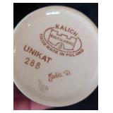 K - Assorted Polish Pottery Mug, Bowl, and Lidded Jar Collection