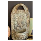 K - Collection of Decorative Pottery Including Stone Hollow Wall Plaque and Mugs