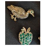 K - Collection of 13 Vintage Brooches with Holiday, Floral, and Animal Themes