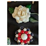 K - Collection of 13 Vintage Brooches with Holiday, Floral, and Animal Themes