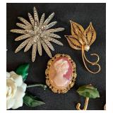K - Collection of 13 Vintage Brooches with Holiday, Floral, and Animal Themes