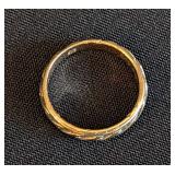K - 14k Gold Band Ring with Etched Design, Size 6