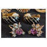 K - Collection of 10 Assorted Vintage Clip-On Earrings
