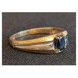 K - 10K Gold Ring with Dark Red Stone, Size 12