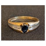 K - 10K Gold Ring with Dark Red Stone, Size 12