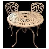 G - Vintage Cast Aluminum Patio Bistro Table and 2 Chairs Set