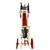 LR - Vintage Cast Iron Horse-Drawn Fire Engine Toy with Figures