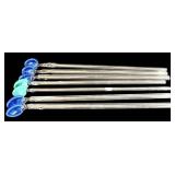 LR - Cobalt Blue Glass Pitcher, Bowl, and 7 Stir Sticks Set