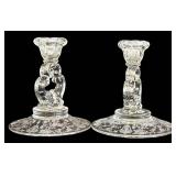 K-Pair of Vintage Cambridge Rosepoint Candle Holders