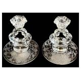 K-Pair of Vintage Cambridge Rosepoint Candle Holders