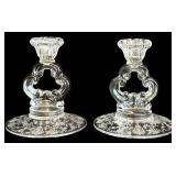 K-Pair of Vintage Cambridge Rosepoint Candle Holders
