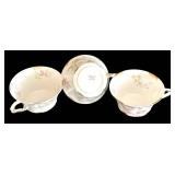 LR - Theodore Haviland Limoges France Tea Cups with Saucer, Pink Floral Pattern