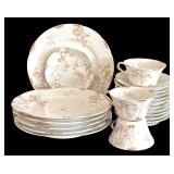 LR - Theodore Haviland Limoges France Tea Cups with Saucer, Pink Floral Pattern