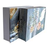 LR - Set of 3 Green Gift Storage Boxes with Gold Trim